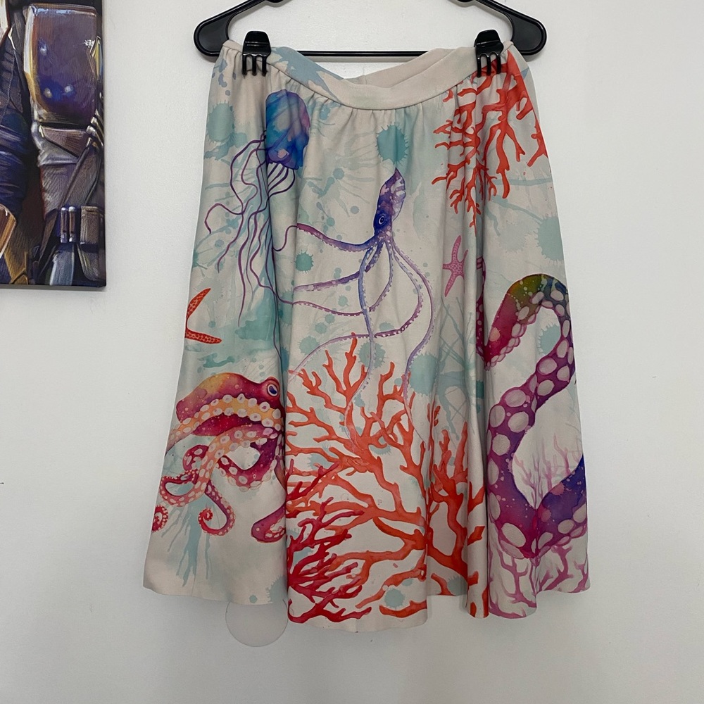 Black Milk Clothing Octopus’ Garden White Midi Skirt
